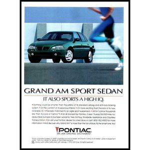 1994 Pontiac Grand Am Sports Sedan Vintage Print Ad Jogger 90s Fashion Wall Art